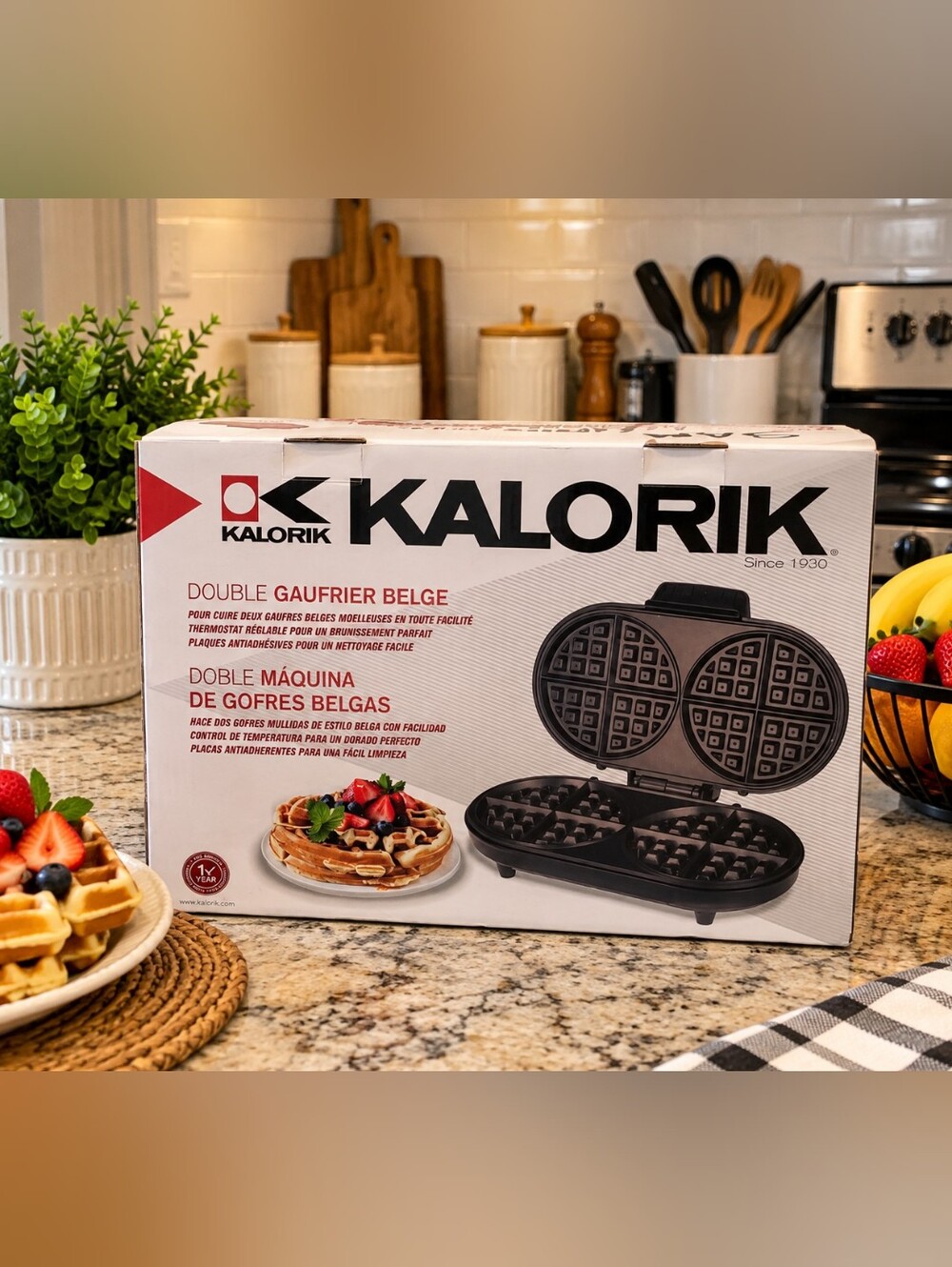 Black Double Belgian Waffle Maker